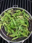 Fresh herbs on the grill using a grilling cage 